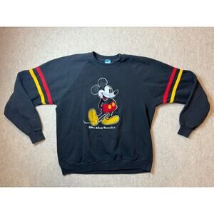 Walt Disney Prod Mickey Mouse Flocked Sweatshirt Character Fashions XL USA VTG